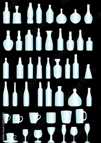 silhouette of bottles and glassis