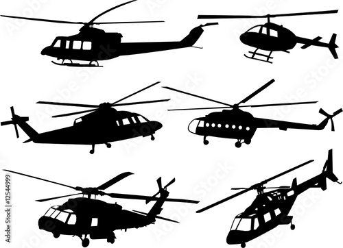 helicopters silhouette collection - vector