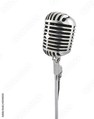 Microphone on stand isolated on white