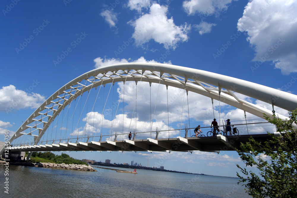 Cyclists on Humber River Bridge in Toronto