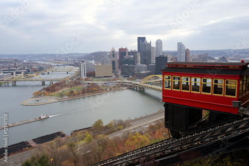 Duquesne Incline with Pittsburgh skyline photo