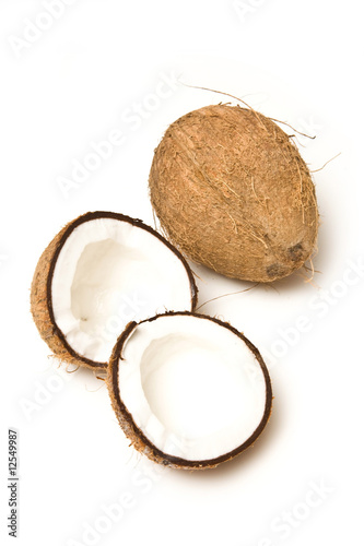 Coconuts isolated on a white studio background.