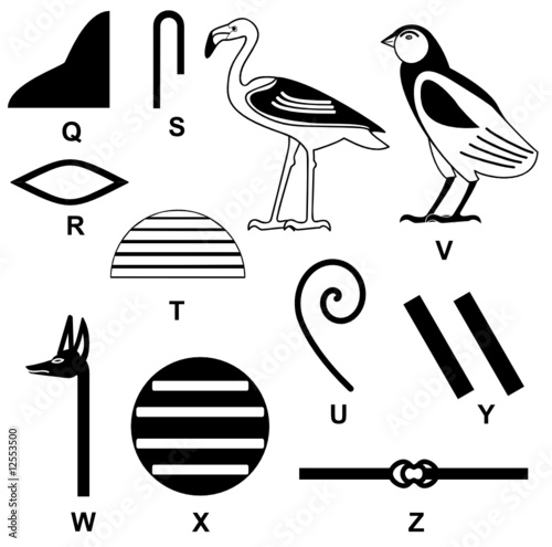 Egyptian Hieroglyph Alphabet Q to Z poster 003