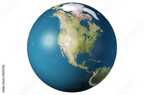 Isolated earth globe