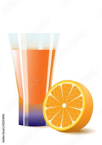 Cocktail in high glass with orange. Vector.