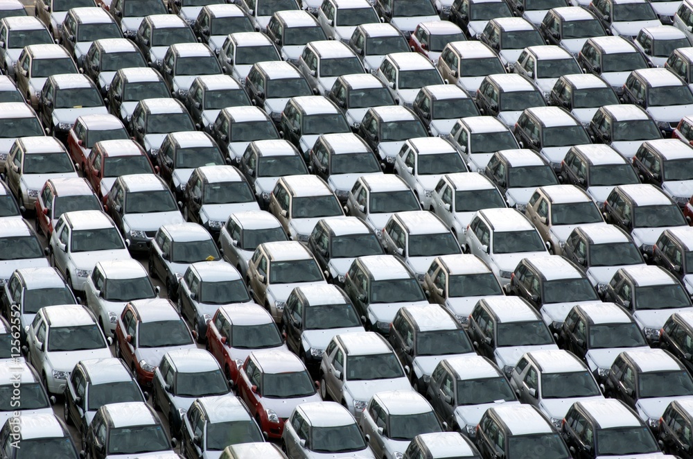 Fototapeta premium New cars parked
