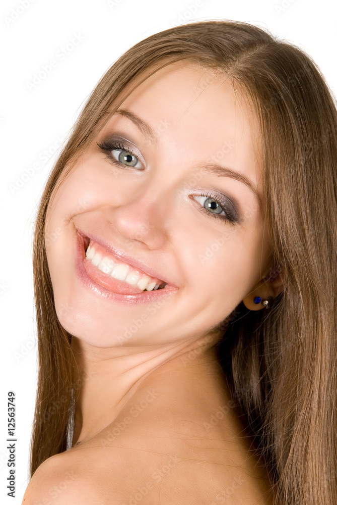 Close-up portrait of smiling young beautiful woman Close-up portrait of smiling young beautiful woman