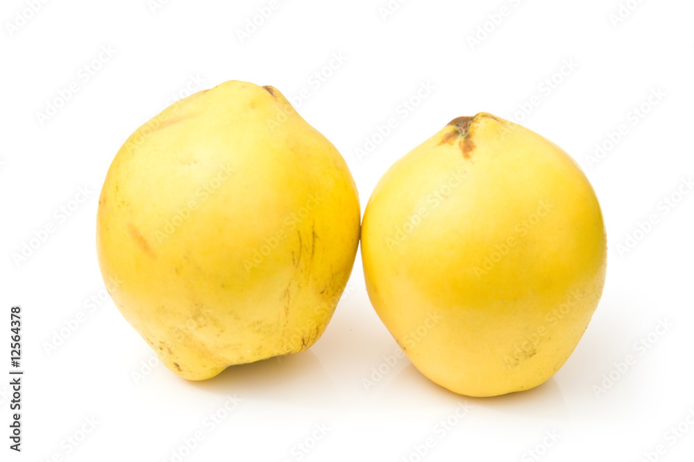 Quince isolated on a white studio background. Quince isolated on a white studio background.