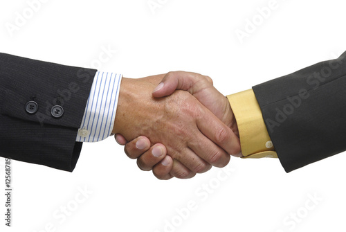 Photography Businessman making a pact isolated in white