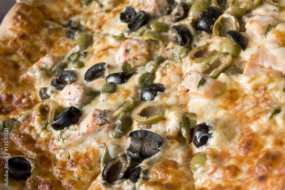 closeup to pizza closeup to pizza