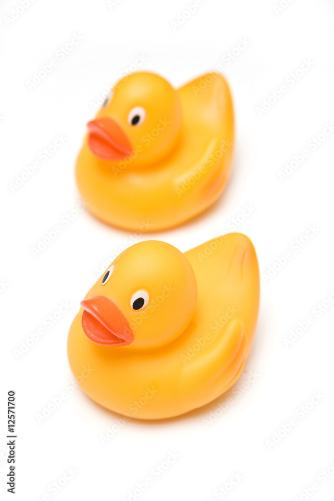 Rubber Ducks isolated on a white studio background. Rubber Ducks isolated on a white studio background.