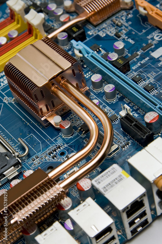 Electronic circuit close-up. Macro background