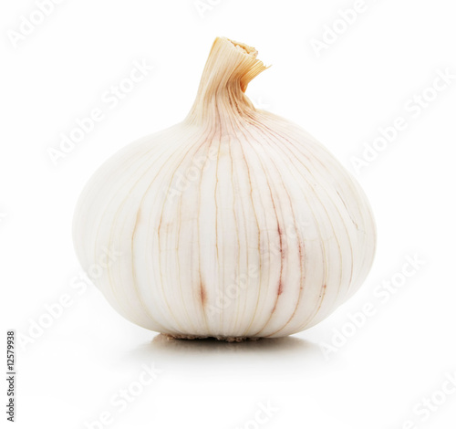 ripe garlic fruit isolated on white