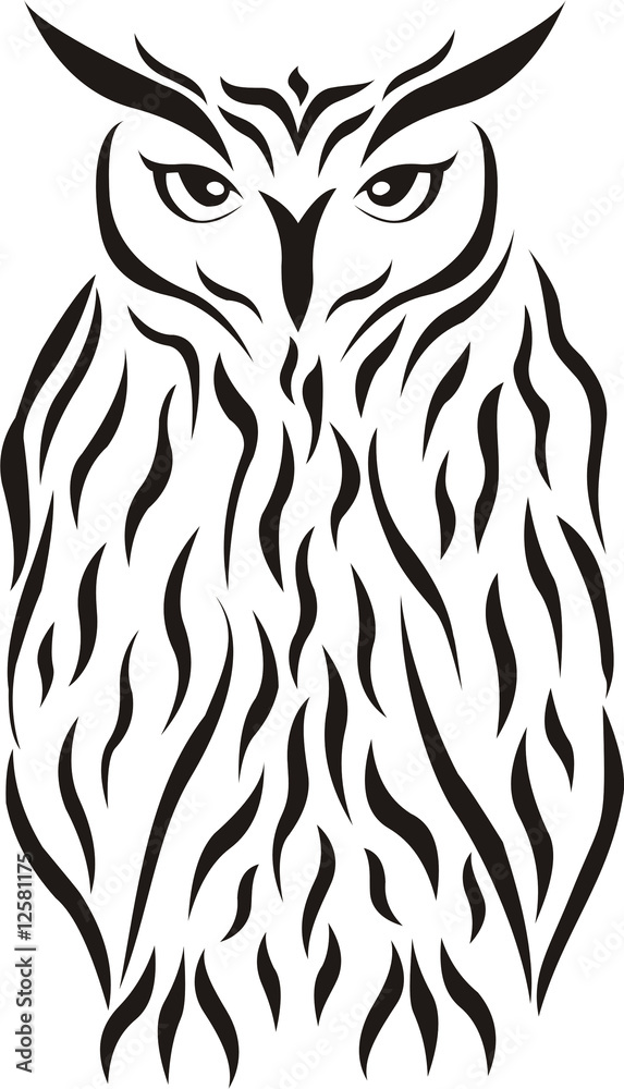 Tribal eagle-owl tattoo
