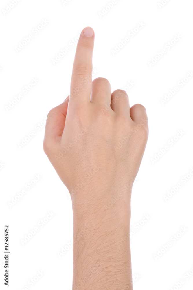 Hand pointing, touching or pressing isolated on white. Hand pointing, touching or pressing isolated on white.