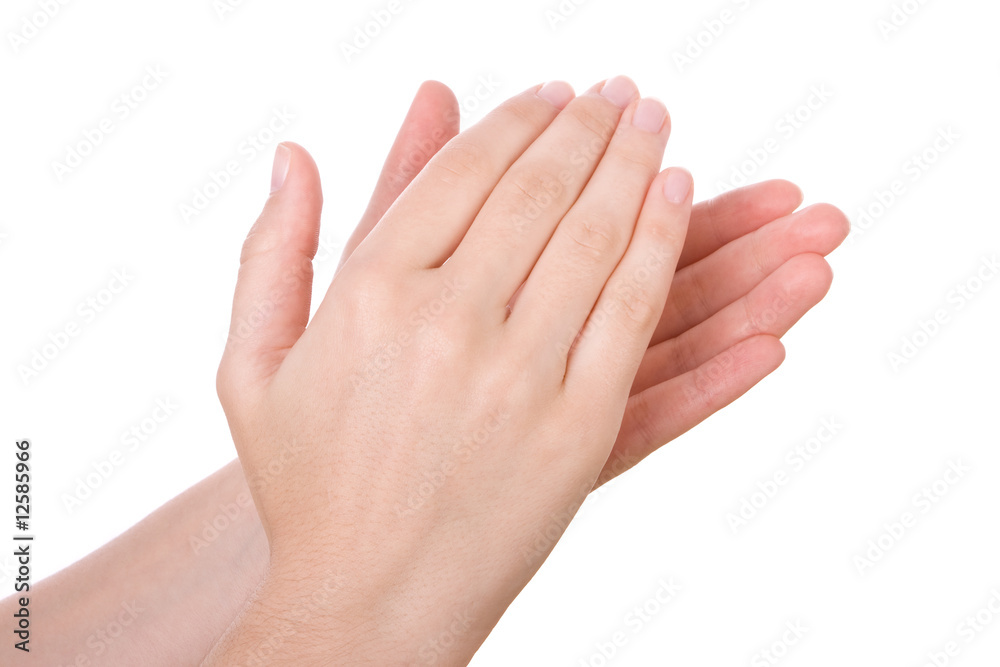 Hands applauding isolated on a white background Hands applauding isolated on a white background