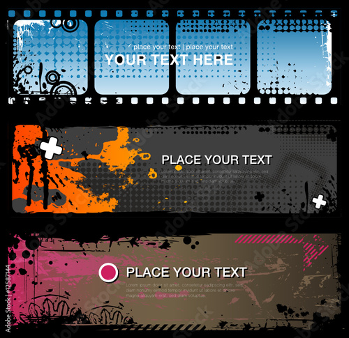 set of three abstract grungy banners/backgrounds