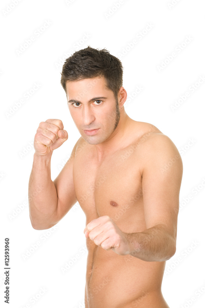 young muscular boxer