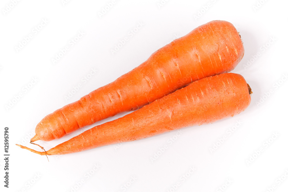 two carrots on a white background two carrots on a white background