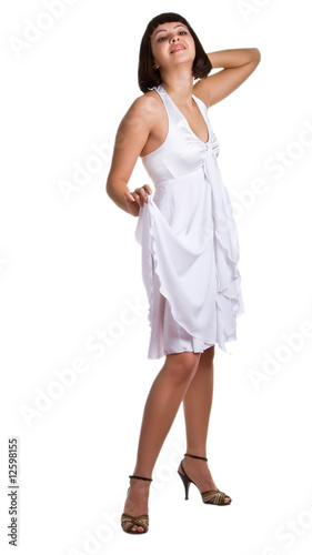 beautiful girl in a white dress © vikiri