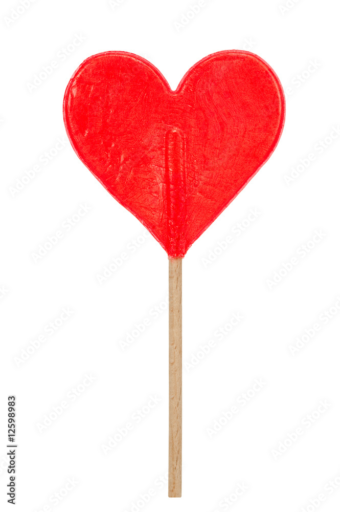 red hear shaped lollipop