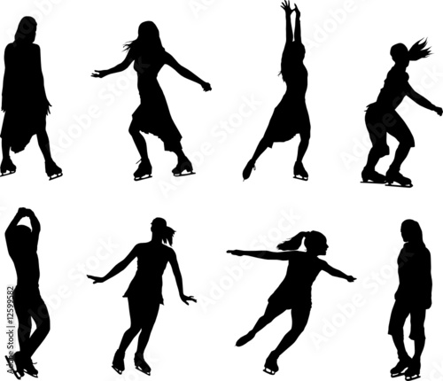 Ice skaters women silhouette