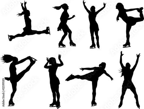 Ice skaters women silhouette