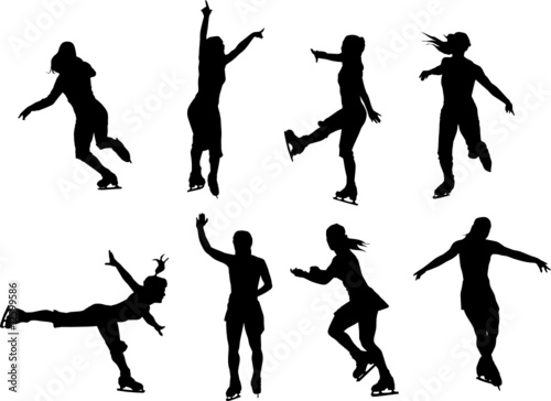 Ice skaters women silhouette