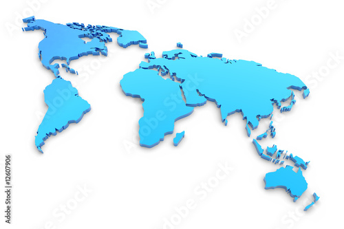 Blue extruded world map