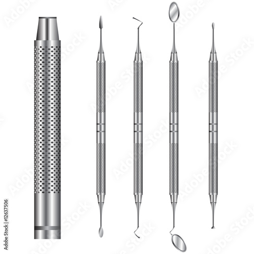 Detailed vector set of dental tools