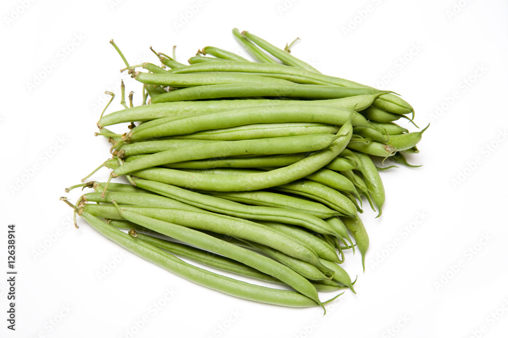 green beans on a white background. green beans on a white background.