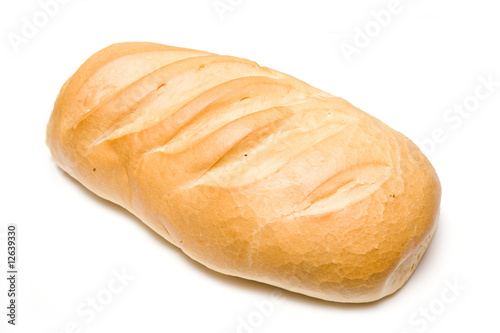 Loaf of bread on a white background.
