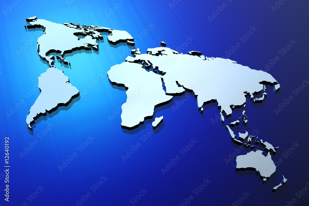 Obraz premium Blue extruded world map