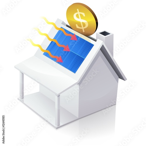 White American House MoneyBox with solar panel