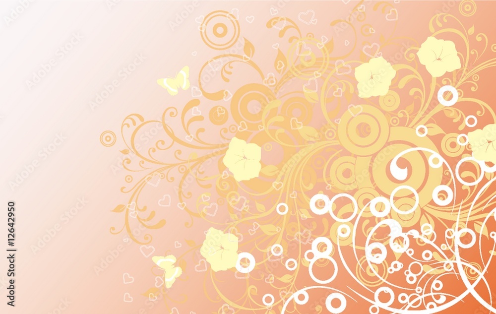 floral orange et pappilons jaunes floral orange et pappilons jaunes