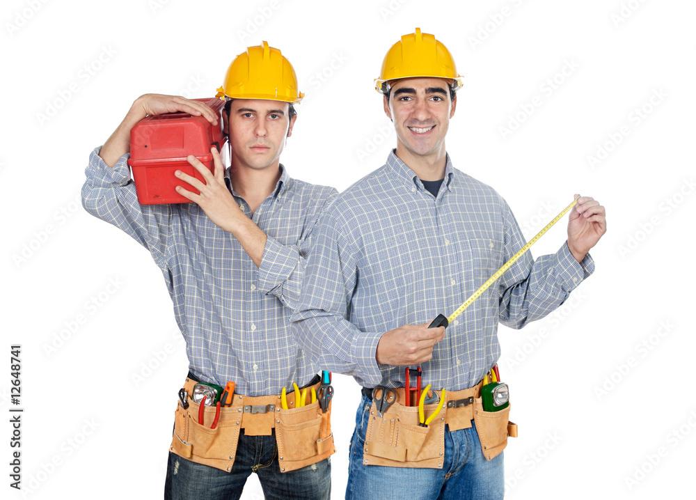 Two construction workers Two construction workers