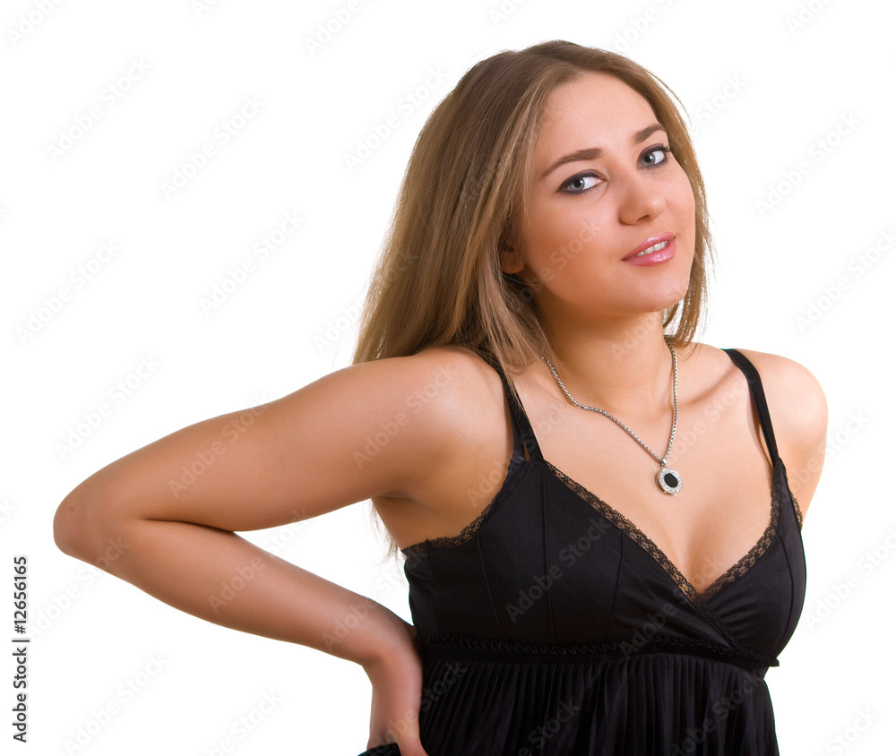 Fototapeta premium beautiful girl in black dress