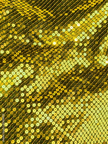 80s style golden sequined crochet fabric.