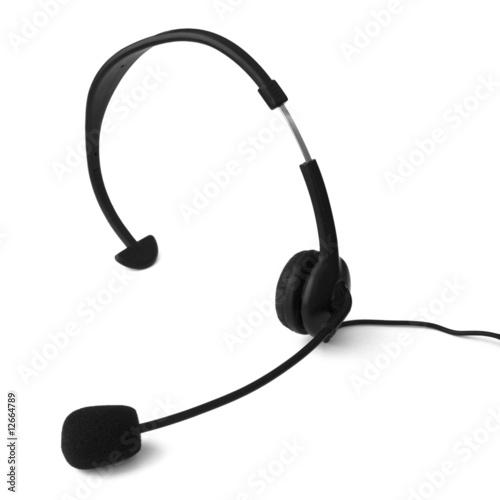 Telephony headset isolated on white background.