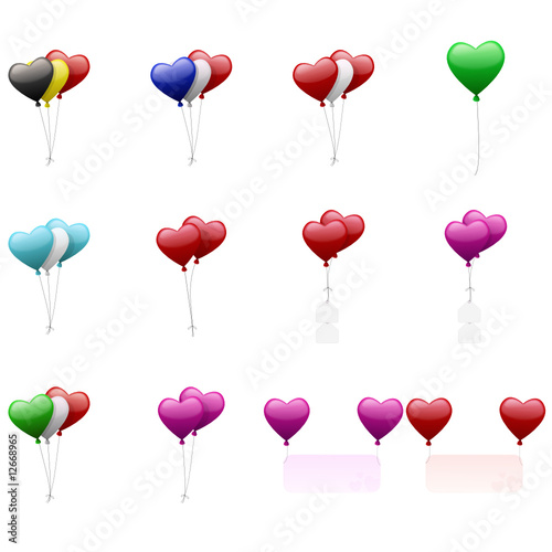 Collection de coeurs de ballon (détouré)