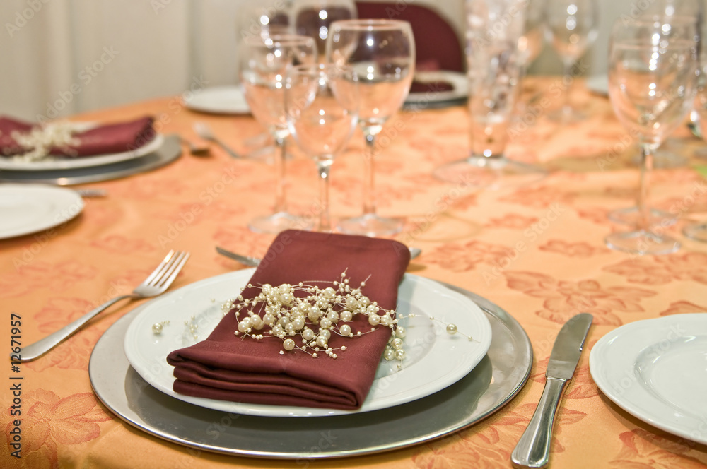 Fototapeta premium Fancy table set for a wedding celebration