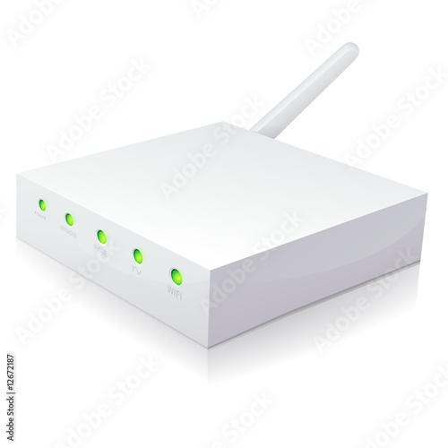 Modem internet et son antenne wifi (reflet)