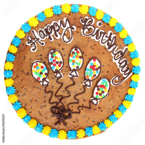 Large 18 inch cookie cake with Happy Birthday in icing. photo