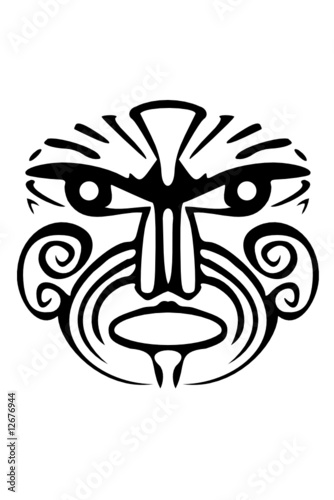 A tribal black Maori face tattoo