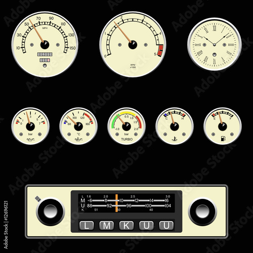 Retro Car Guages and Radio