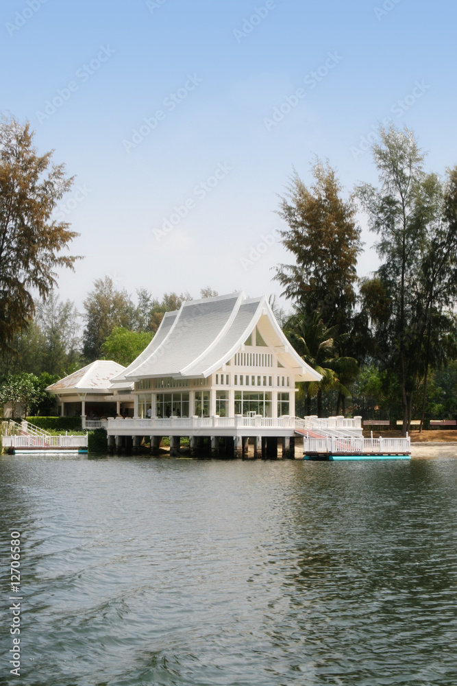 Wedding chapel overlooking a lake. Wedding chapel overlooking a lake.