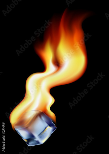 Burning cube of ice