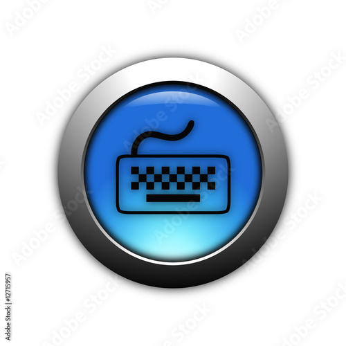 aqua blue keyboard button with metalic ring