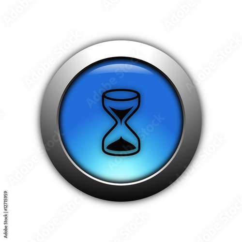 aqua blue time button with metalic ring