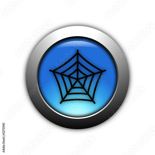 aqua blue web button with metalic ring